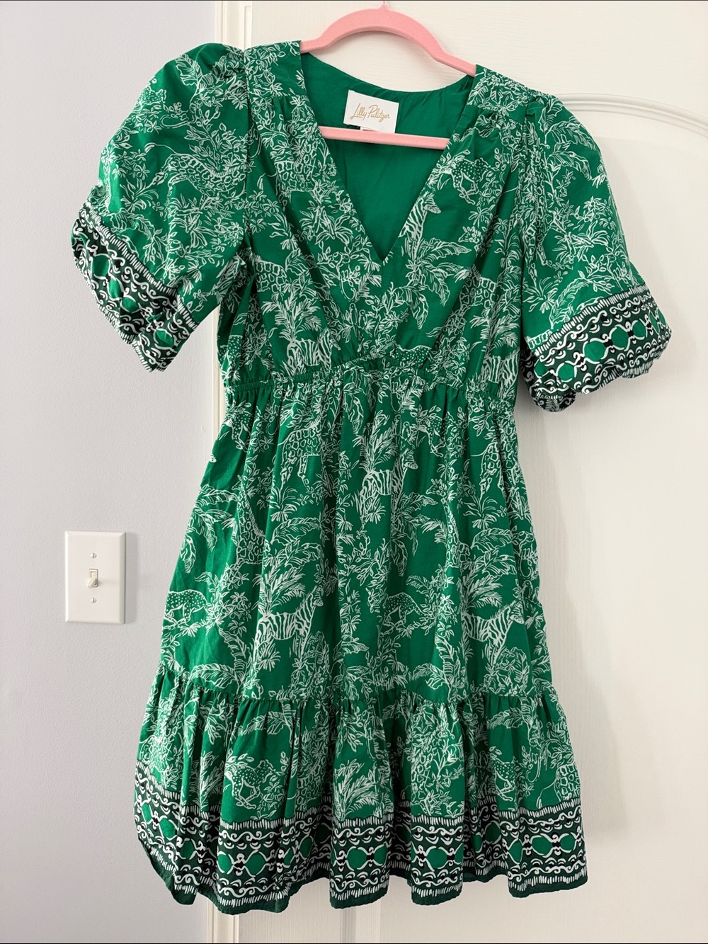 Lilly Pulitzer Emerald Green Printed V-Neck Dress - pockets!
